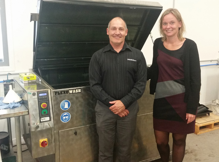 Gary Gibbon, Operations Manager Wedderburn, NZ, Mette Laursen, International Sales Manager, Flexo Wash